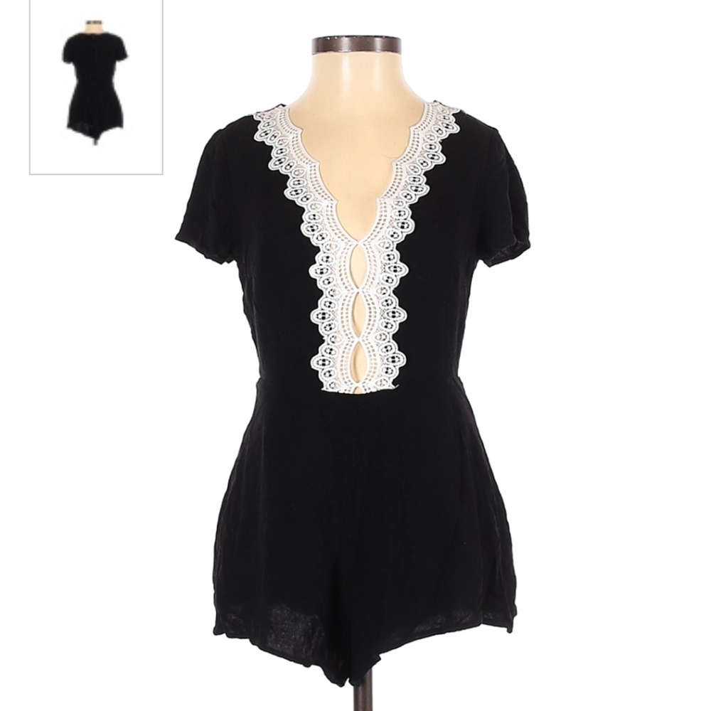 Forever 21 Black White Lace Romper Jumpsuit